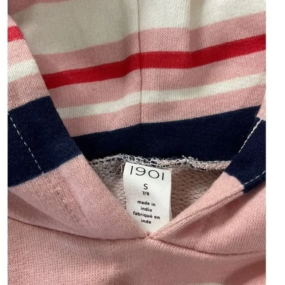 1901‎ Girls Striped Blouson Sleeves Hoodie Sweatshirt Size Small 7/8